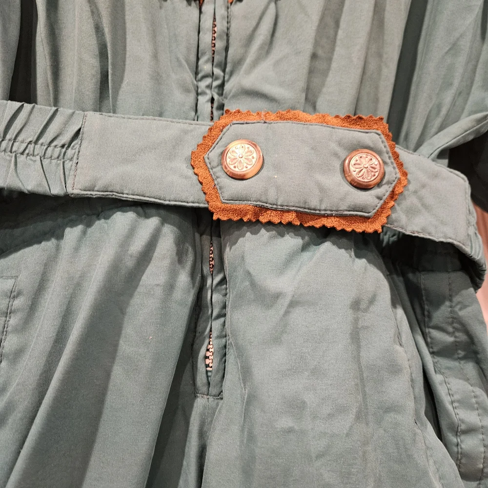 Vintage Obermeyer Girls (8) Teal Snowsuit with Red Embroidery